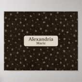 Aangepaste naam baby Moody landelijk bruin kinderk Poster (Voorkant)