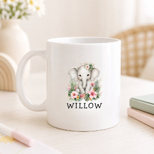 Aangepaste naam Baby Olifant Safari Jungle Koffiemok