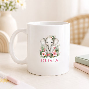 Aangepaste naam Baby Olifant Safari Jungle Koffiemok