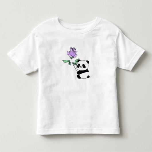 Aangepaste naam baby panda met paarse roos kinder shirts (Voorkant)