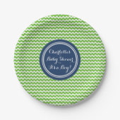 Aangepaste naam Baby shower Borden Groene Blauwe C Papieren Bordje (Voorkant)