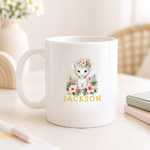 Aangepaste naam baby tijger safari jungle koffiemok