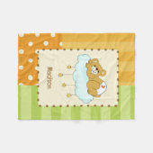 Aangepaste naam babybeer teddybeer fleece deken (Voorkant (Horizontaal))