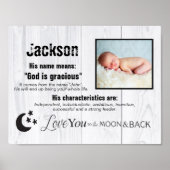 Aangepaste naam babyjongen Foto van jou op maan Poster (Voorkant)