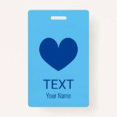 Aangepaste naam badge met blauw hart logo (Voorkant)
