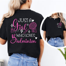 Aangepaste naam badminton meisje dubbelzijdig roze