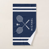 Aangepaste naam Badminton Navy Blue Stripes Handdoek (Handdoek)