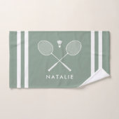 Aangepaste naam Badminton Sage Groene strepen Handdoek (Handdoek)