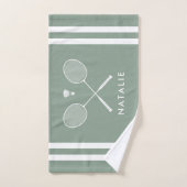 Aangepaste naam Badminton Sage Groene strepen Handdoek (Handdoek)