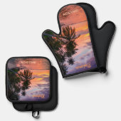 Aangepaste naam Bahama's Sunset Ovenwant & Pannenlap Set (Voorkant / Achterkant)