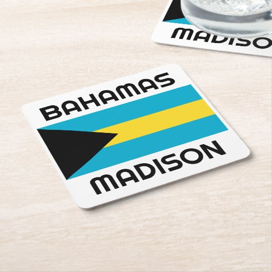 Aangepaste naam Bahamas-vlag Kartonnen Onderzetters (Schuin)