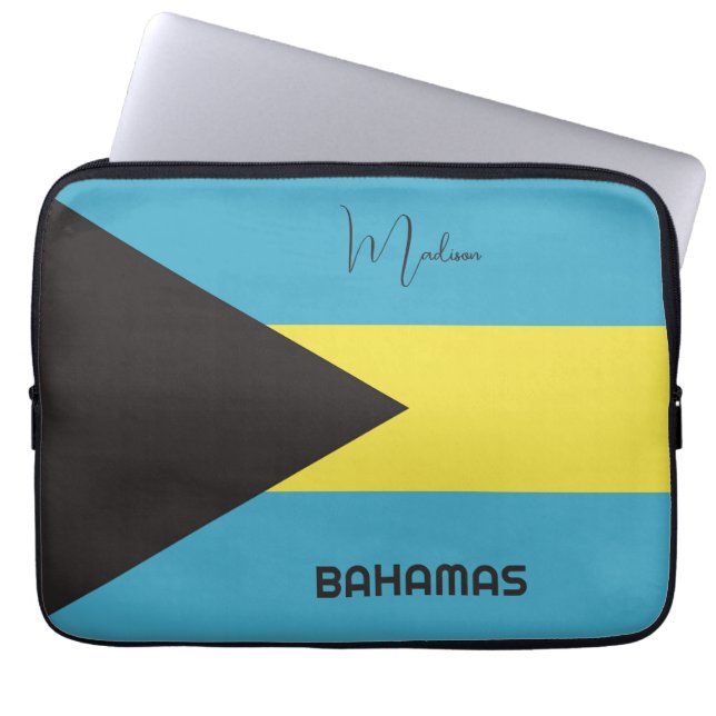 Aangepaste naam Bahamas-vlag Laptop Sleeve (Voorkant)