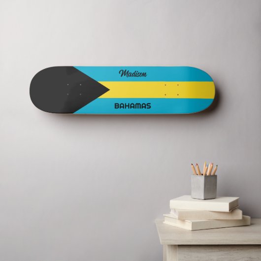 Aangepaste naam Bahamas-vlag Persoonlijk Skateboard (Muurkunst (Horizontaal))