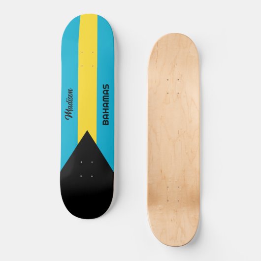 Aangepaste naam Bahamas-vlag Persoonlijk Skateboard (Voorkant)