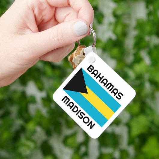 Aangepaste naam Bahamas-vlag Sleutelhanger (Hand)