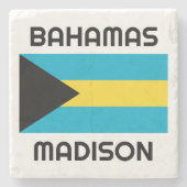 Aangepaste naam Bahamas-vlag Stenen Onderzetter (Voorkant)