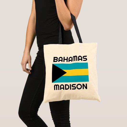 Aangepaste naam Bahamas-vlag Tote Bag (Voorkant (product))