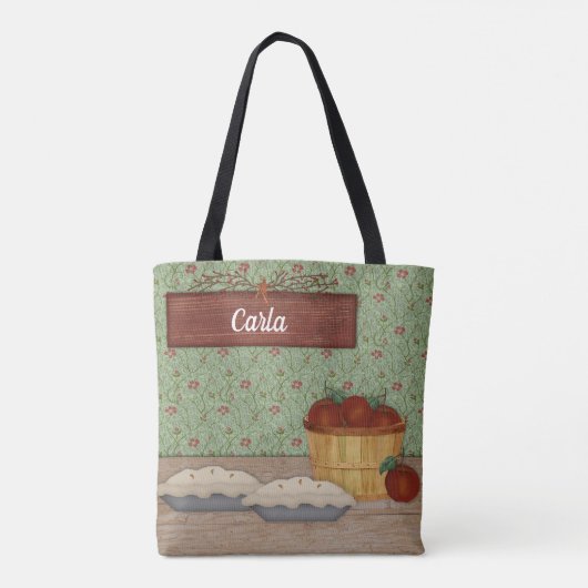 Aangepaste naam bakken Apple Pie Land Canvas tas (Achterkant)