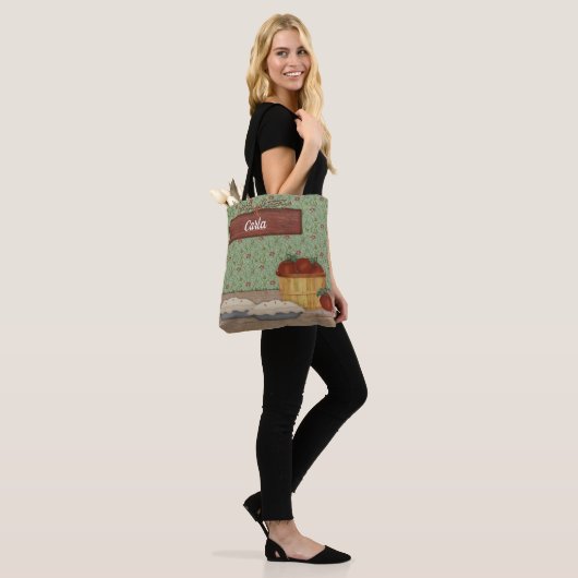 Aangepaste naam bakken Apple Pie Land Canvas tas (Op model)