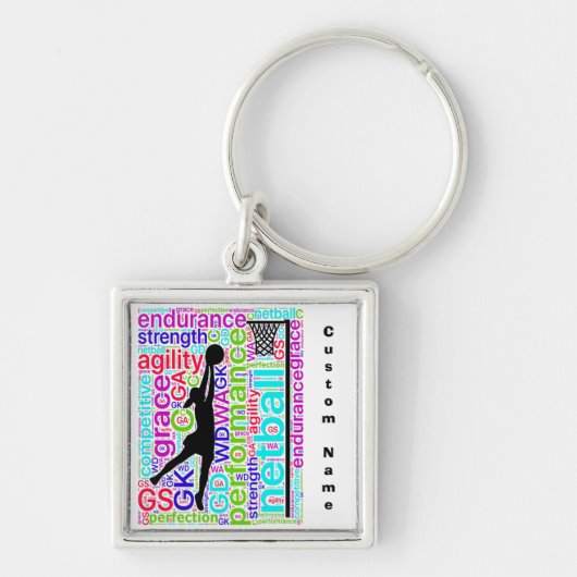 Aangepaste naam bal aangepast Netball Keyring Sleutelhanger (Voorkant)