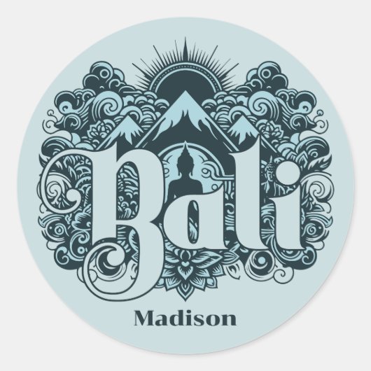 Aangepaste naam Bali Ronde Sticker (Voorkant)