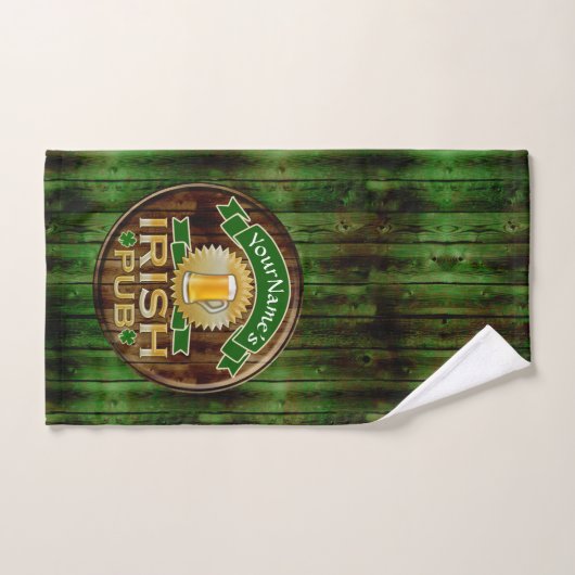 Aangepaste naam balk Irish Pub Sign St Patricks Da Handdoek (Handdoek)
