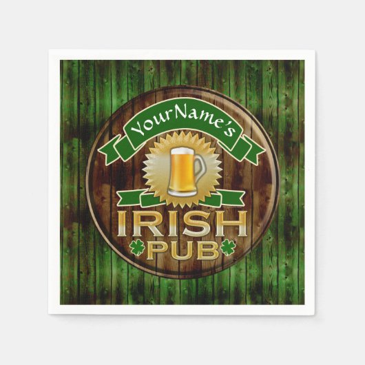 Aangepaste naam balk Irish Pub Sign St Patricks Da Servetten (Voorkant)