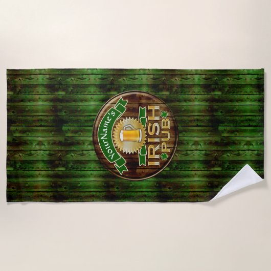 Aangepaste naam balk Irish Pub Sign St Patricks Da Strandlaken (Voorkant)