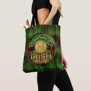 Aangepaste naam balk Irish Pub Sign St Patricks Da Tote Bag