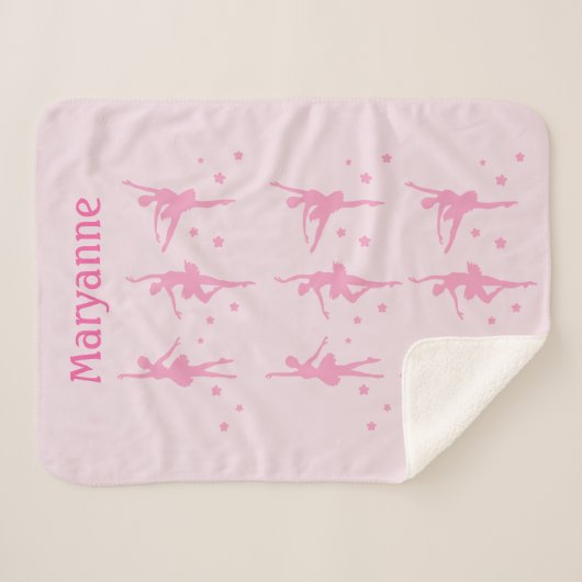 Aangepaste naam: Ballerina Ballet Dancing Pink Flo Sherpa Deken (Voorkant (horizontaal))