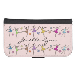 Aangepaste naam Ballerina Dance Galaxy S4 Portefeuille Hoesje