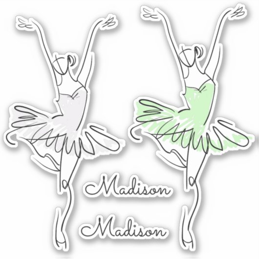 Aangepaste naam Ballerina stickers (Voorkant)