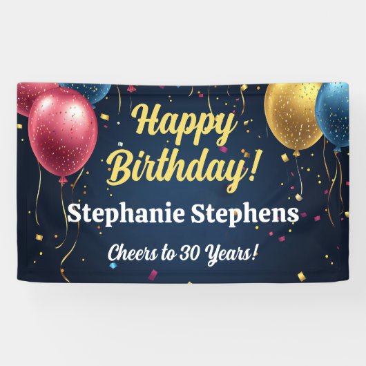 Aangepaste Naam Ballonnen Verjaardag Banner Juichj (Horizontaal)