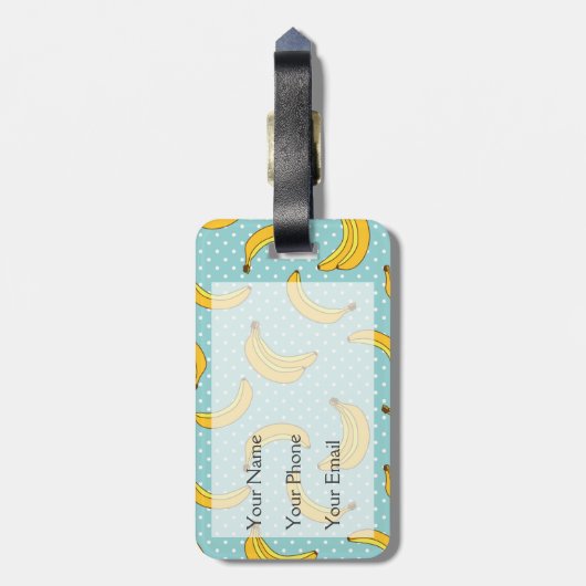 Aangepaste naam Bananen en Stippen Bagagelabel (Achterkant verticaal)