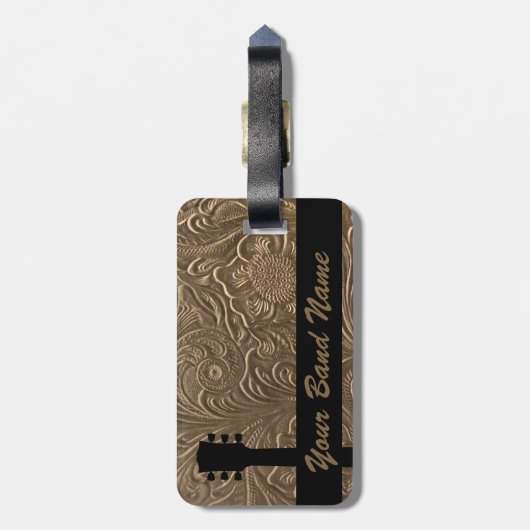 Aangepaste naam Band Bag Label Guitar Rock Country Bagagelabel (Achterkant verticaal)