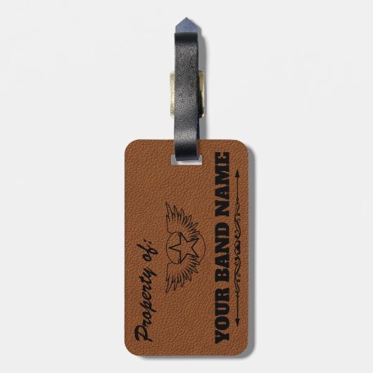 Aangepaste naam Band Bag Label Rock & Roll Country Bagagelabel (Achterkant verticaal)