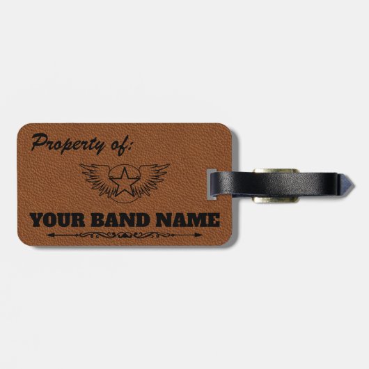 Aangepaste naam Band Bag Label Rock & Roll Country Bagagelabel (Achterkant horizontaal)