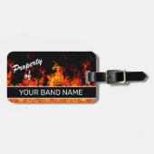 Aangepaste naam: Band Merch Flames Rock & Roll Mus Bagagelabel (Voorkant horizontaal)