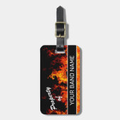 Aangepaste naam: Band Merch Flames Rock & Roll Mus Bagagelabel (Voorkant verticaal)
