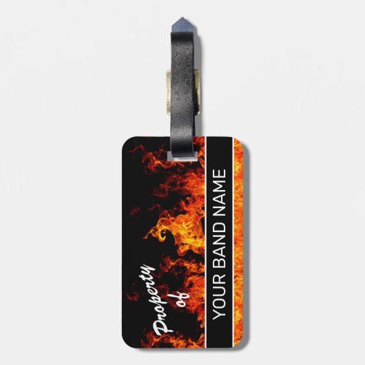 Aangepaste naam: Band Merch Flames Rock & Roll Mus Bagagelabel (Achterkant verticaal)