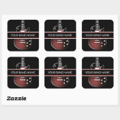 Aangepaste naam band Merch Guitar Rock & Roll Musi Vierkante Sticker (Vel)