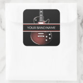 Aangepaste naam band Merch Guitar Rock & Roll Musi Vierkante Sticker (Tas)
