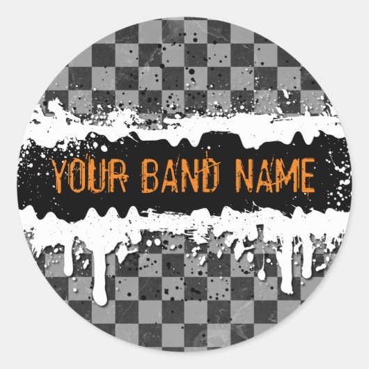 Aangepaste naam Band Merch Punk Rock Musician Musi Ronde Sticker (Voorkant)