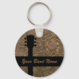 Aangepaste naam: Band Merch Rock Guitar Country Mu Sleutelhanger