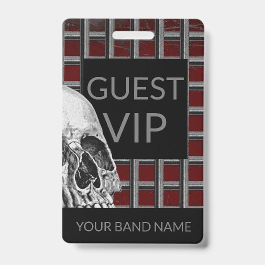 Aangepaste naam Band Merch Rock Skull Metal Lanyar Badge (Voorkant)