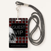 Aangepaste naam Band Merch Rock Skull Metal Lanyar Badge (Achterkant met draagriem)