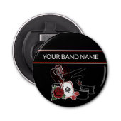 Aangepaste naam band Merch Rockabilly Rock Music Button Flesopener (Voorkant)