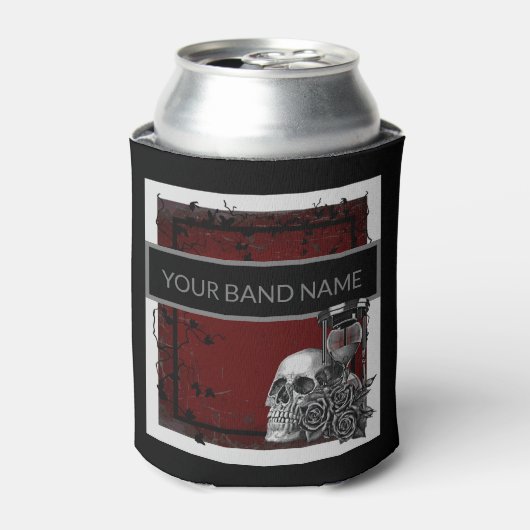 Aangepaste naam Band Merch Skull Roos Gothic Rock  Blikjeskoeler (Blikje Voorkant)