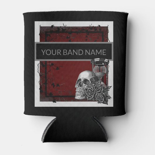 Aangepaste naam Band Merch Skull Roos Gothic Rock  Blikjeskoeler (Voorkant)