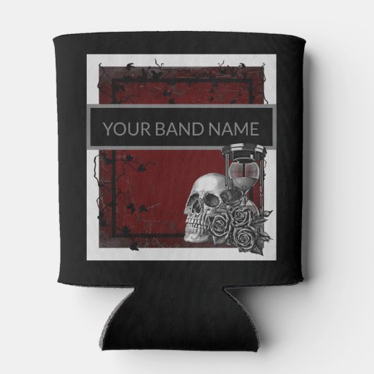 Aangepaste naam Band Merch Skull Roos Gothic Rock Blikjeskoeler (Achterkant)